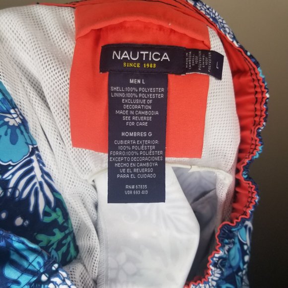 Nautica Men's Blue Hawaiian Swim Trunks Size Large - Picture 5 of 5